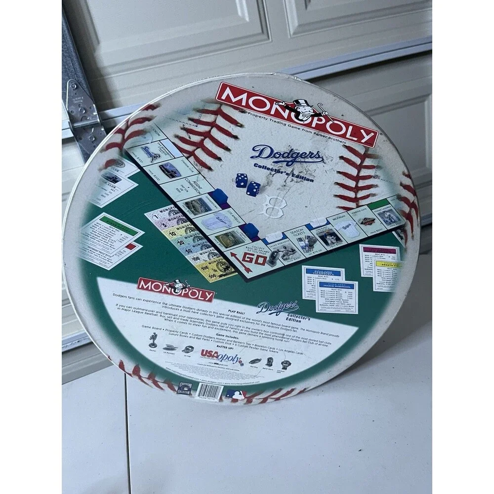 Vintage Monopoly MLB LA Dodgers Collector's  Edition Round Box Board Game NEW
